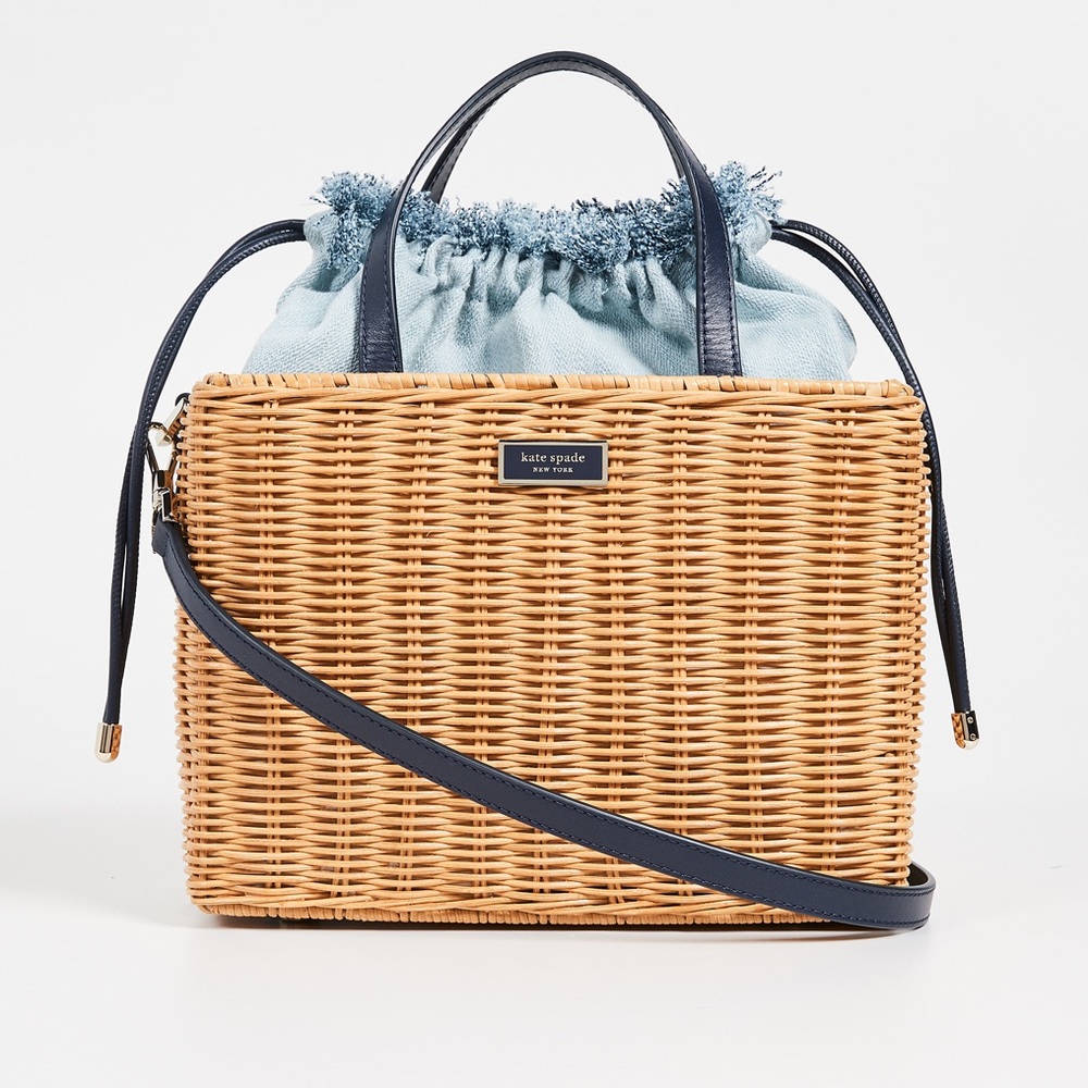 Kate Spade Sam Wicker Lightdenim Medium Bag NWT